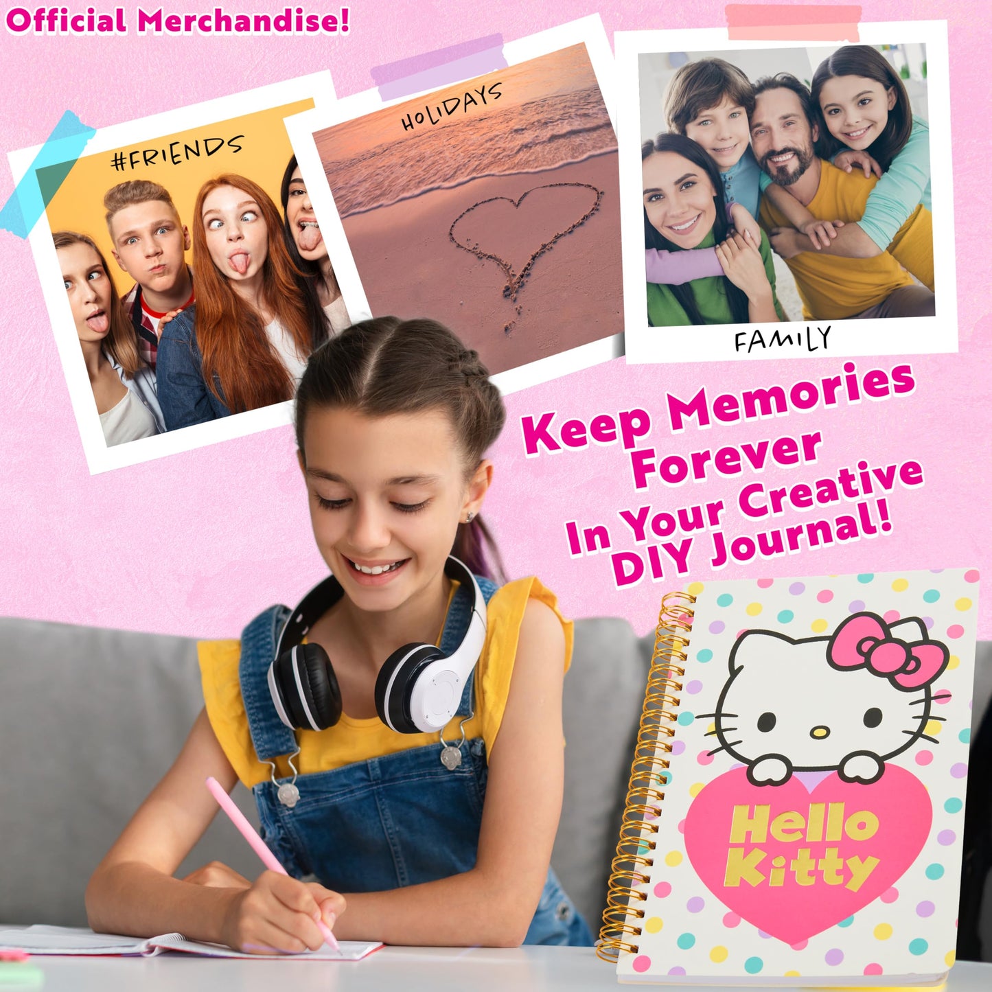 Hello Kitty DIY Journal Kit for Girls & Teens – A5 Spiral Notebook & Kawaii Accessories