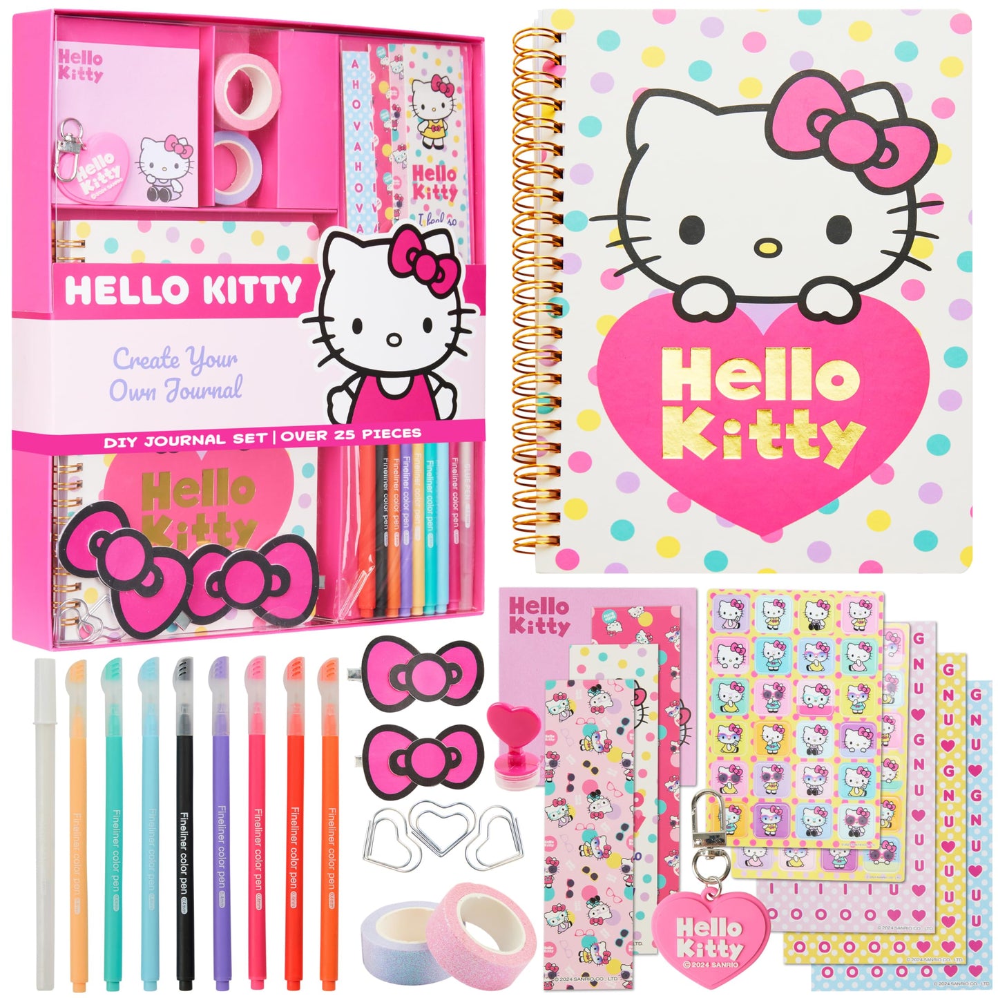 Hello Kitty DIY Journal Kit for Girls & Teens – A5 Spiral Notebook & Kawaii Accessories