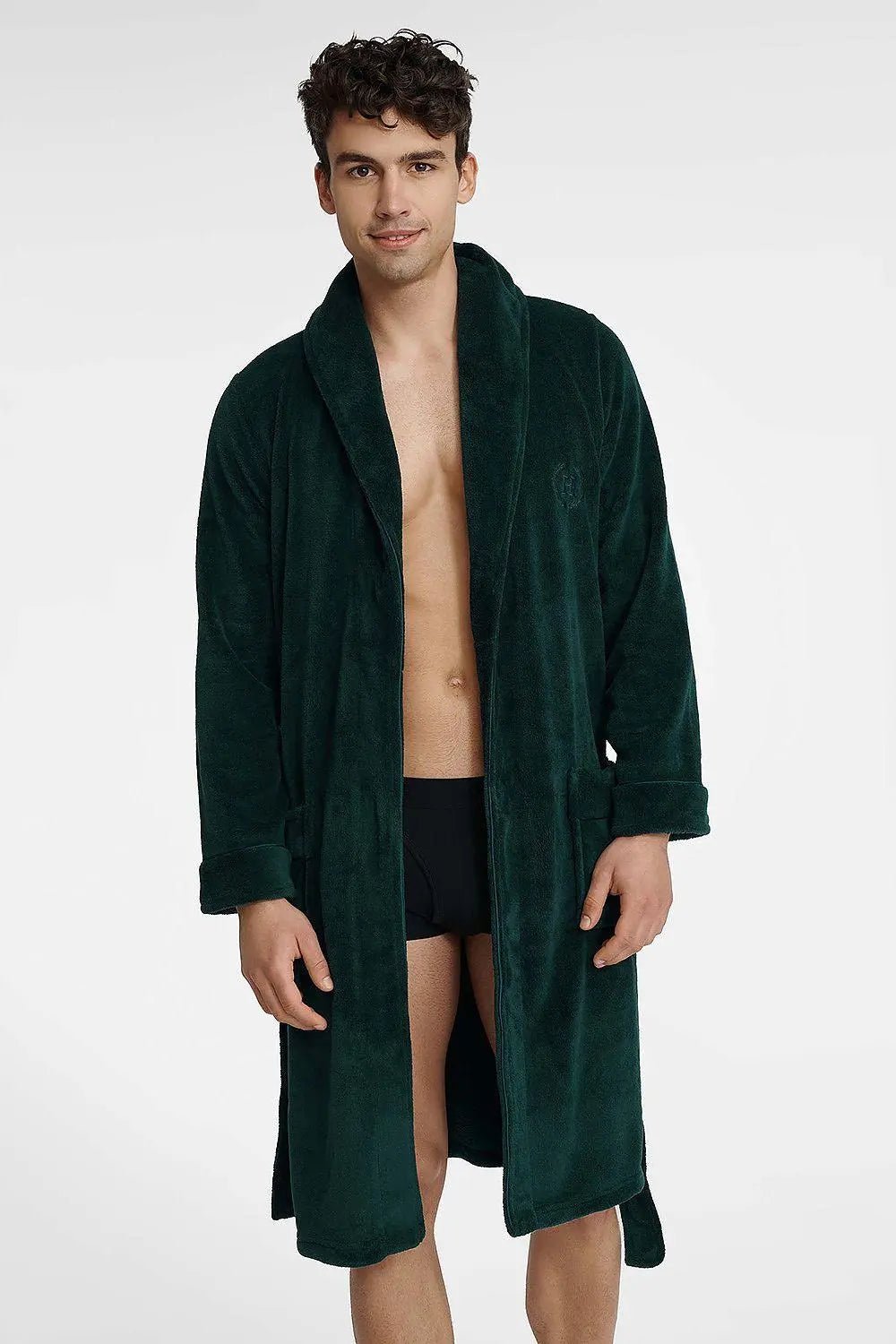 Henderson deep dark green men's bathrobe