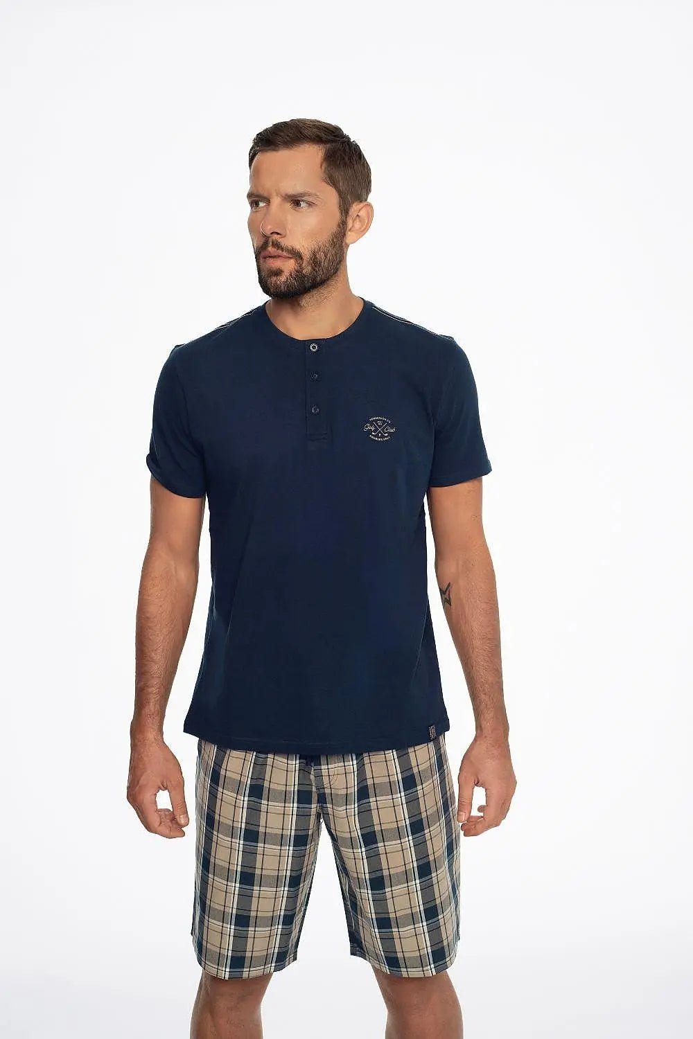 Henderson short-sleeved cotton shirt in solid color men's pajamas