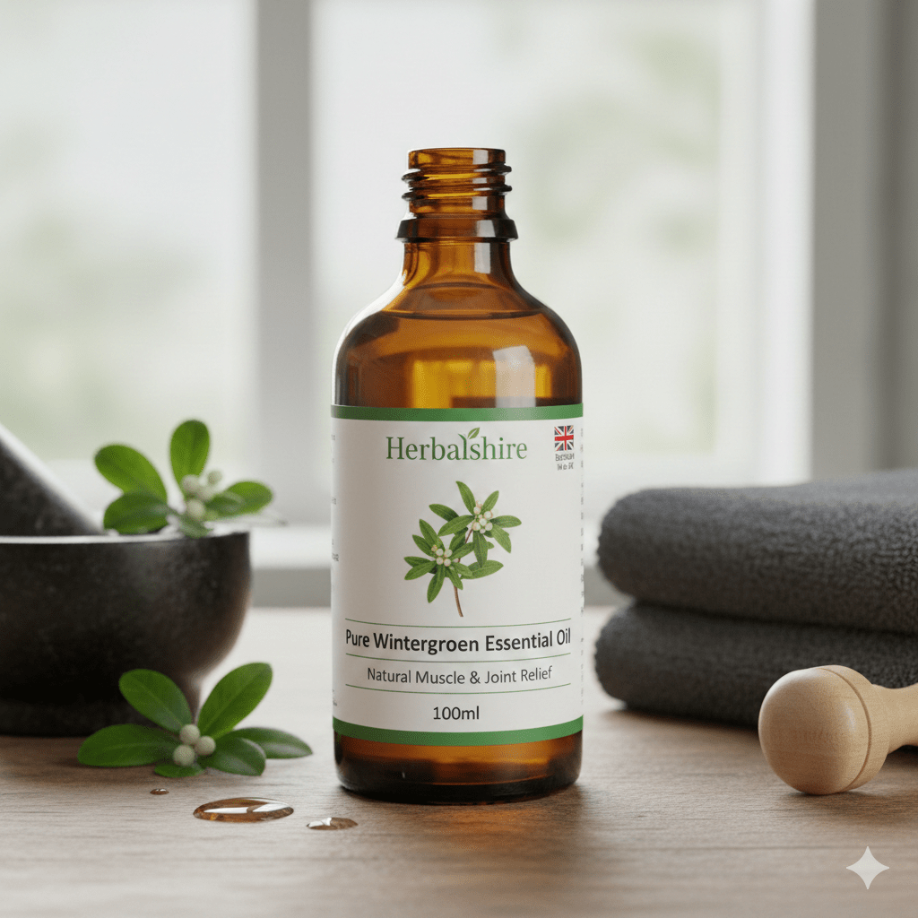 Herbalshire Pure Wintergreen Essential Oil – Natural Muscle & Joint Relief (10ml / 30ml / 100ml)