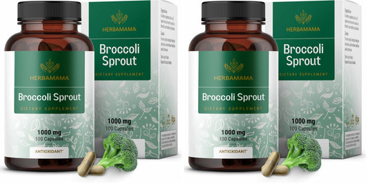 HERBAMAMA Broccoli Sprouts Capsules – 1000mg Broccoli Sprout Extract, Vegan & Non-GMO | Immune & Antioxidant Support (Pack of 2)