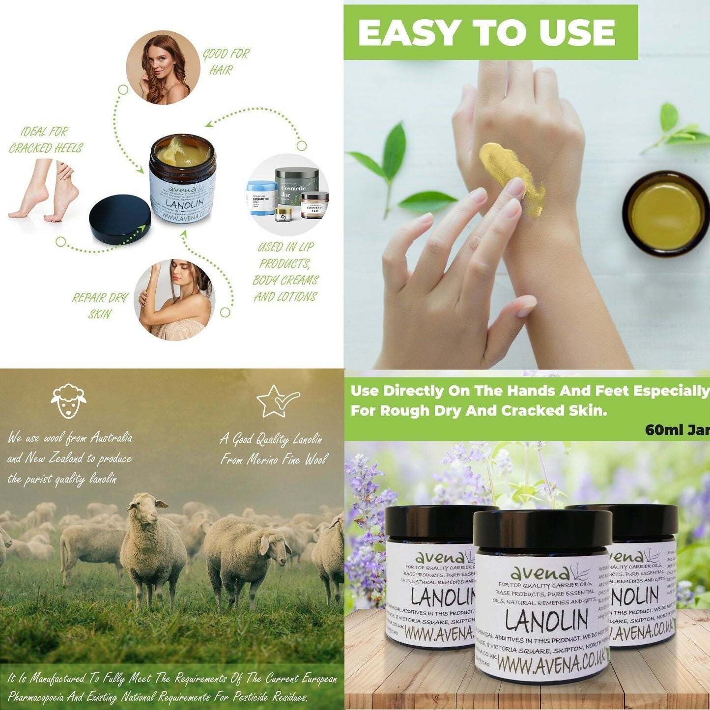 Pure Anhydrous Lanolin (100% Medical Grade) | Natural Nipple Cream & Dry Skin Balm - UK Made