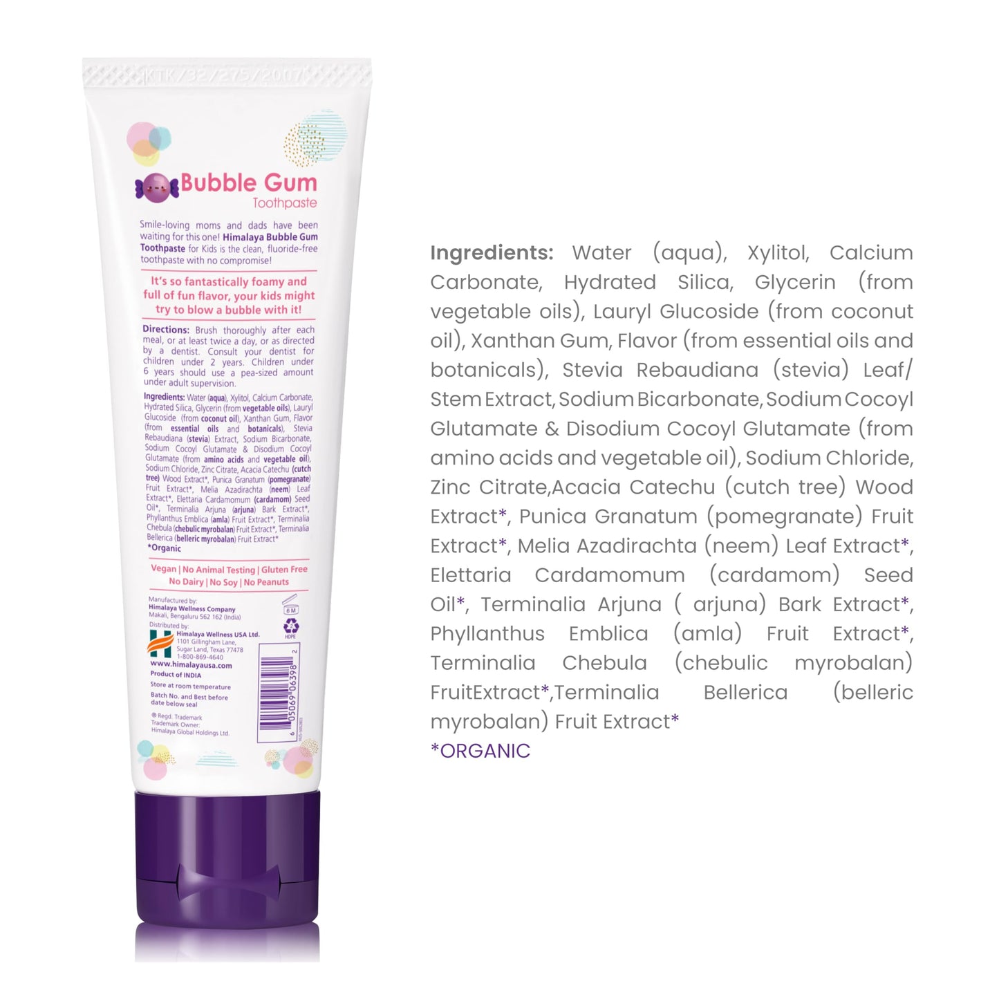 Himalaya Botanique Kids Toothpaste – Herbal Bubble Gum, Fluoride Free, 4 oz (2 Pack)