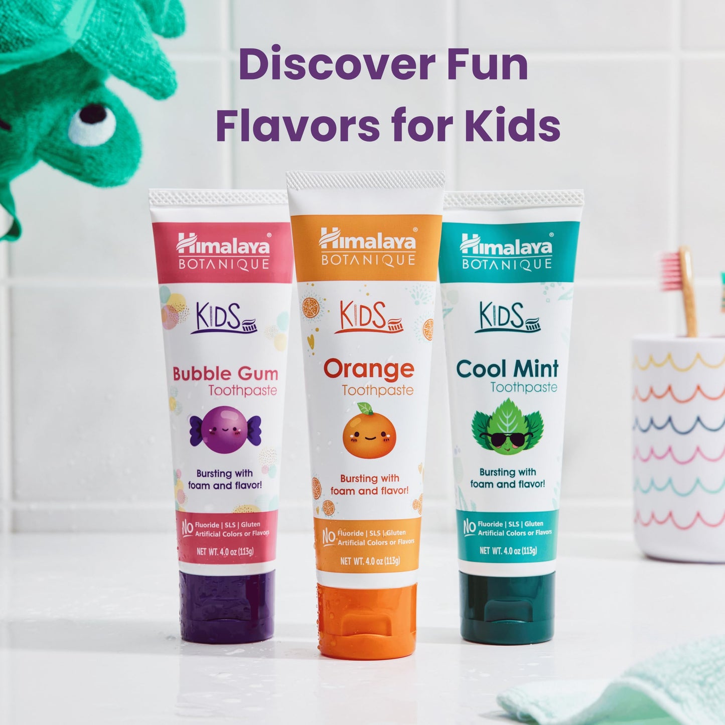 Himalaya Botanique Kids Toothpaste – Herbal Bubble Gum, Fluoride Free, 4 oz (2 Pack)