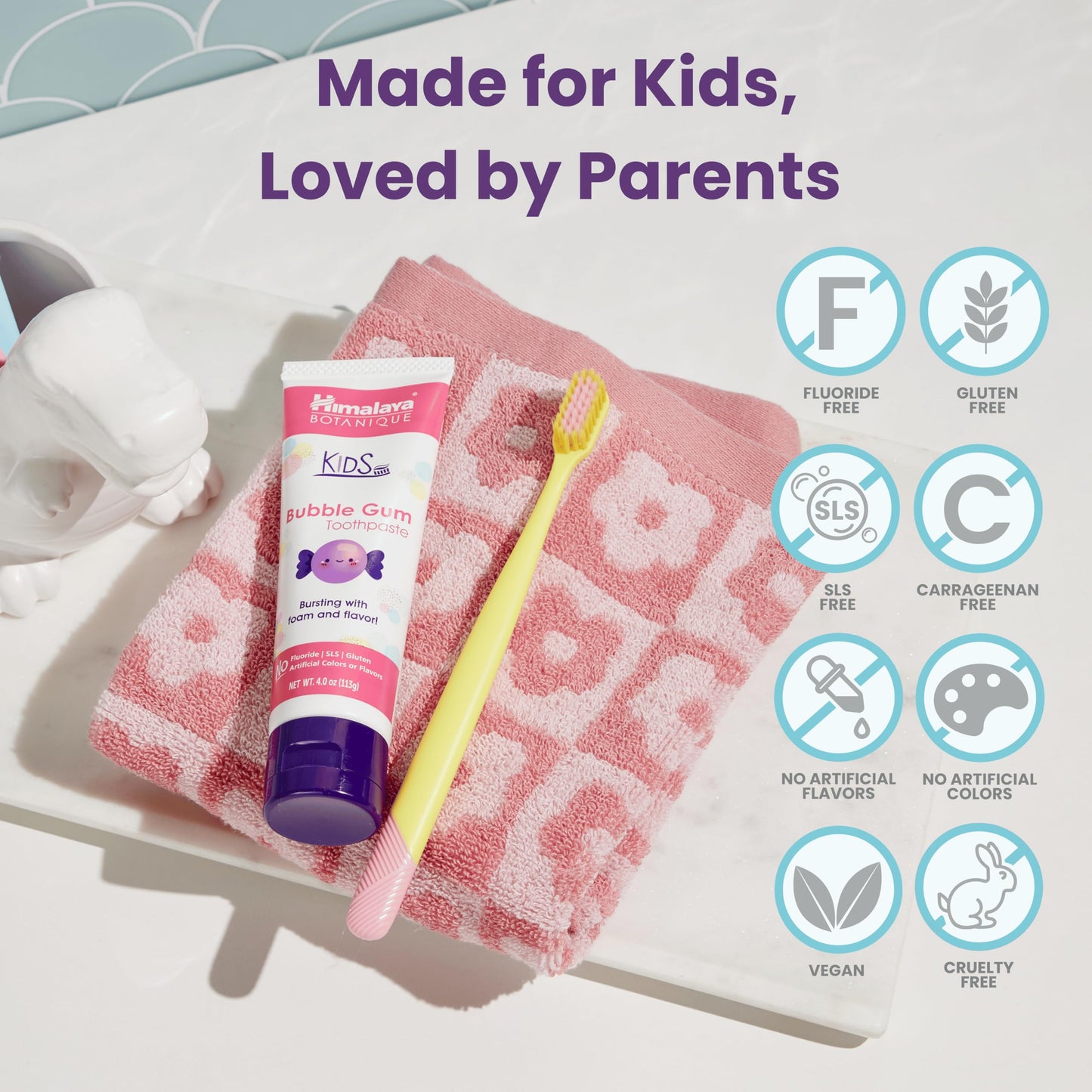 Himalaya Botanique Kids Toothpaste – Herbal Bubble Gum, Fluoride Free, 4 oz (2 Pack)
