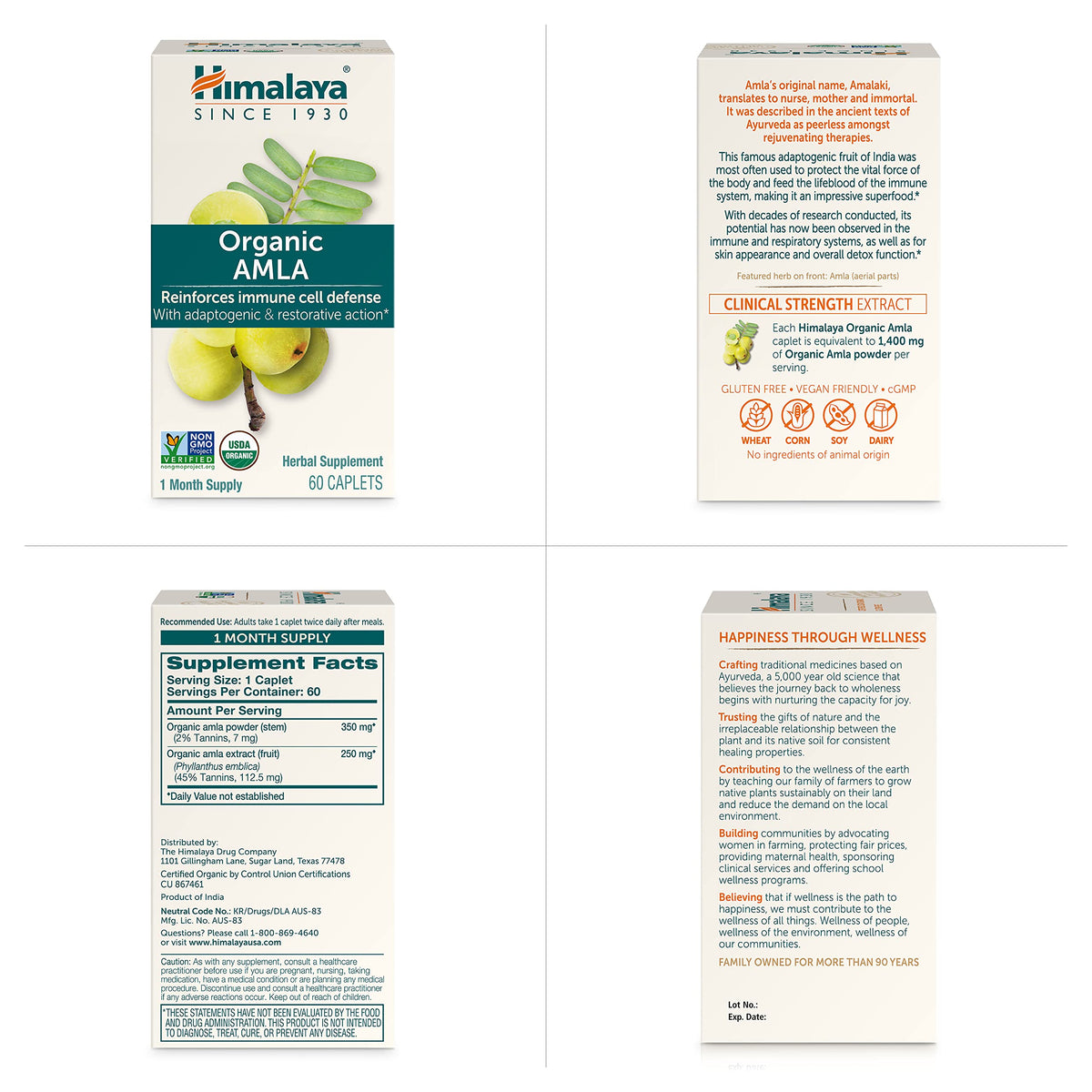 Himalaya Organic Amla/Amalaki for Active Immune Support and Cellular Defense, 600 mg, 60 Caplets, 2 Month Supply, 2 Pack