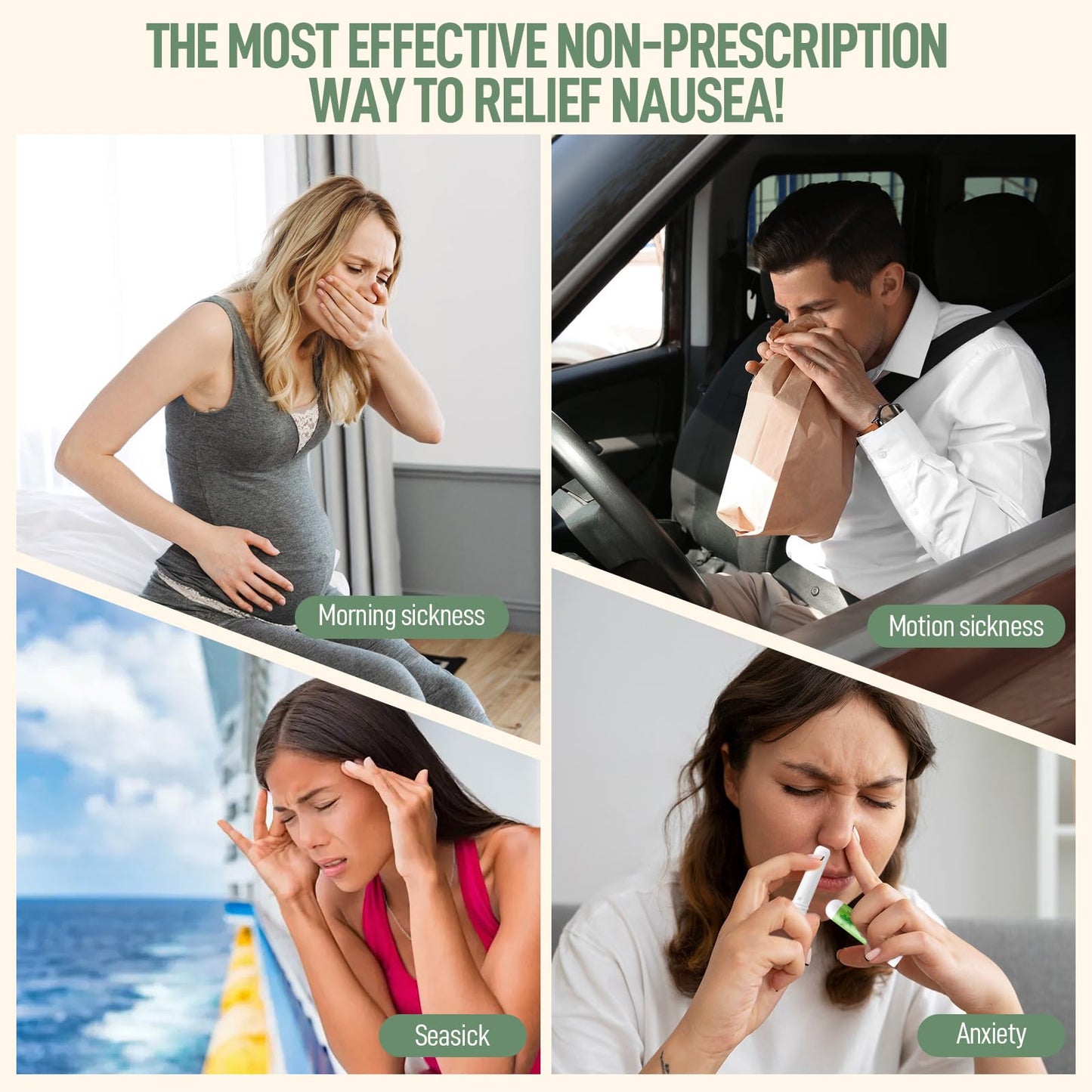 Hion Nausea Relief Inhaler - Mint (3pcs) | 100% Natural Essential Oils Inhalers