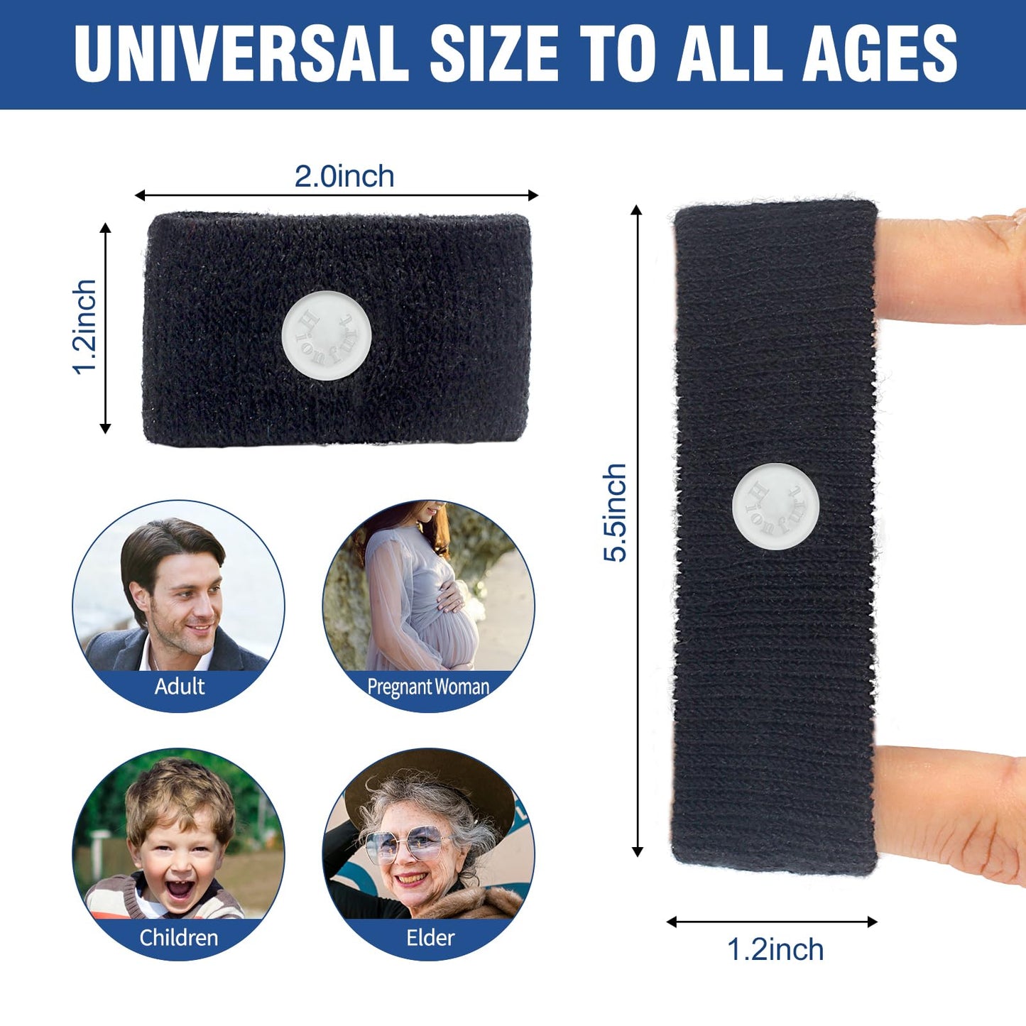 Hionfurt Motion Sickness Bands – 2 Pairs Black Nausea Relief for Travel