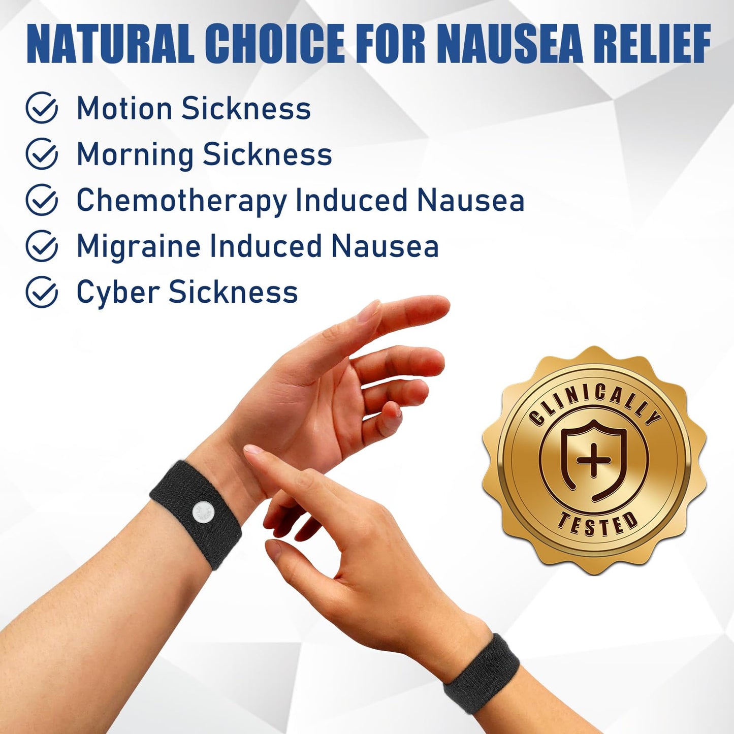 Hionfurt Motion Sickness Bands – 2 Pairs Black Nausea Relief for Travel