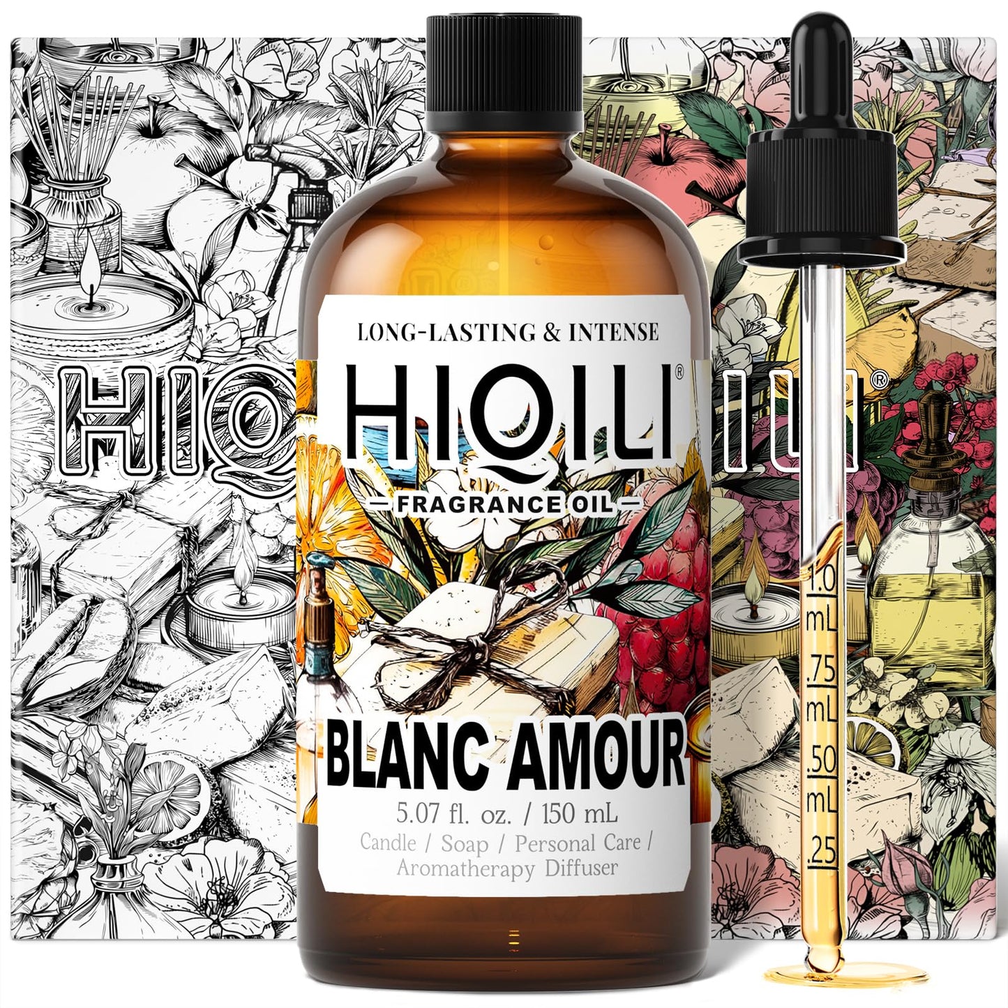 HIQILI Blanc Amour Fragrance Oil – Floral Scent for Candle, Soap & Perfume Making (5.07 fl oz)