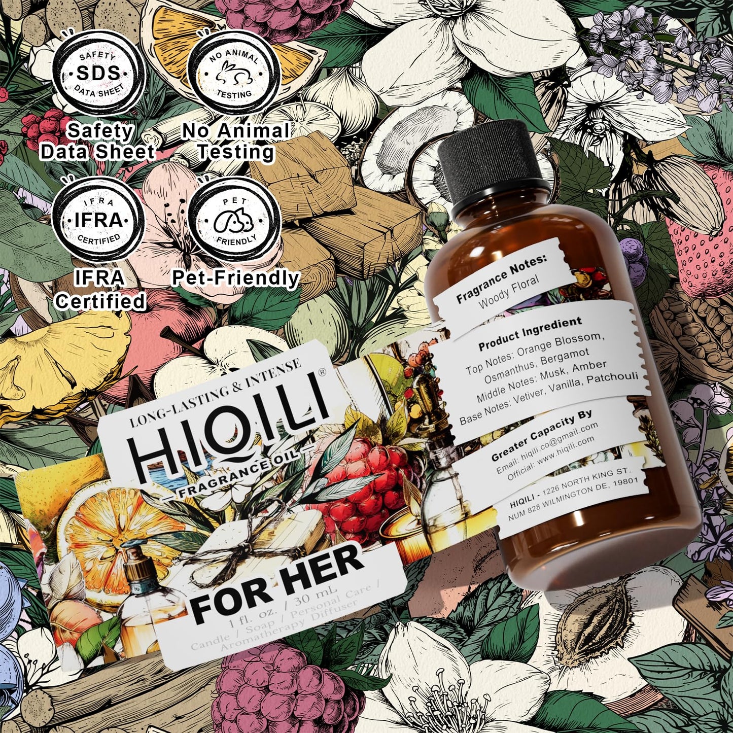 HIQILI For Her Fragrance Oil - 1 Fl Oz for Candle Making & More