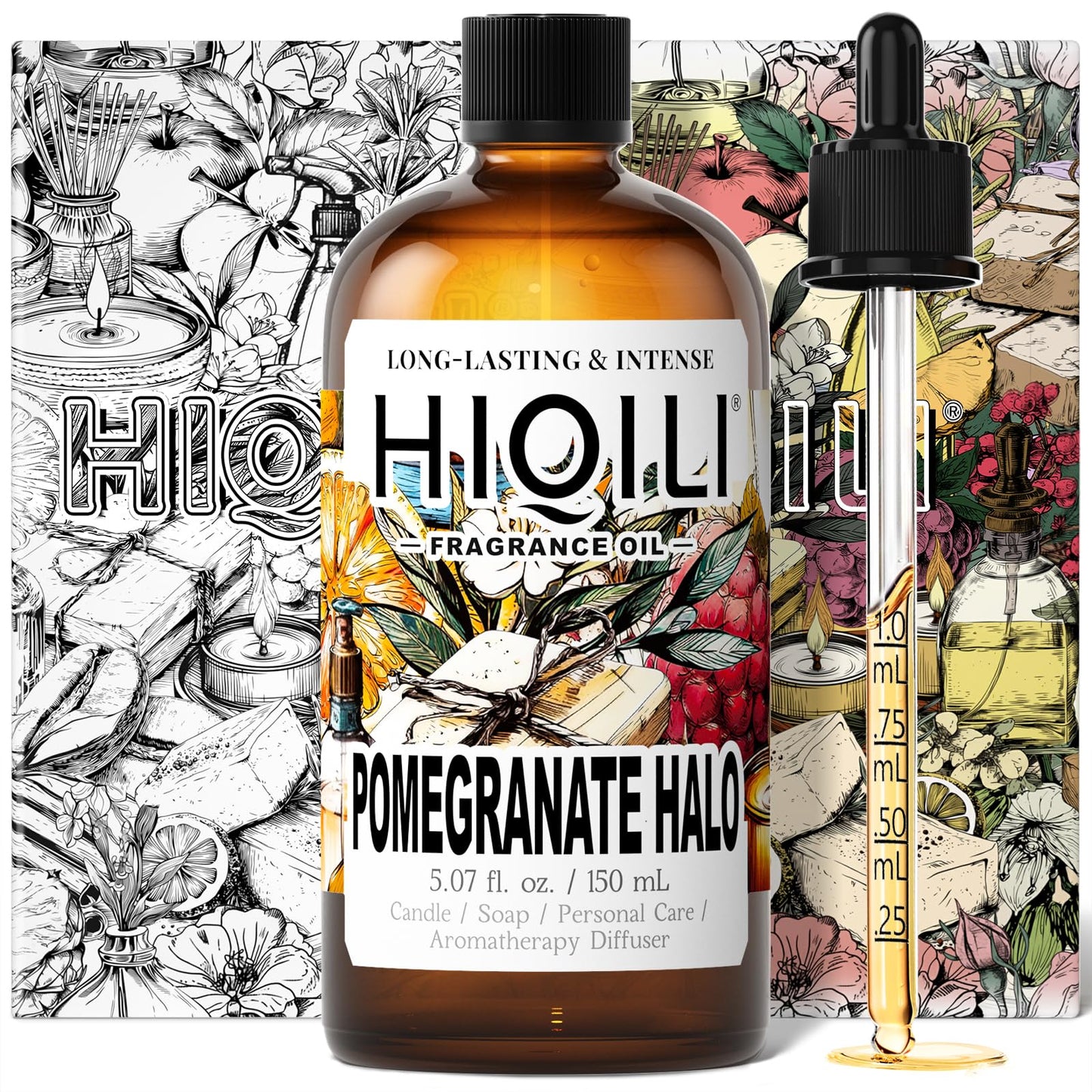 HIQILI Pomegranate Halo Fragrance Oil – DIY Perfume, Candles, Soap (5.07 Fl Oz)