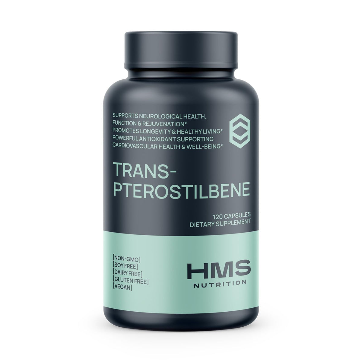 HMS Nutrition Potent Trans-Pterostilbene 200mg | 120 Vegan Capsules | Gluten, Soy & Dairy Free