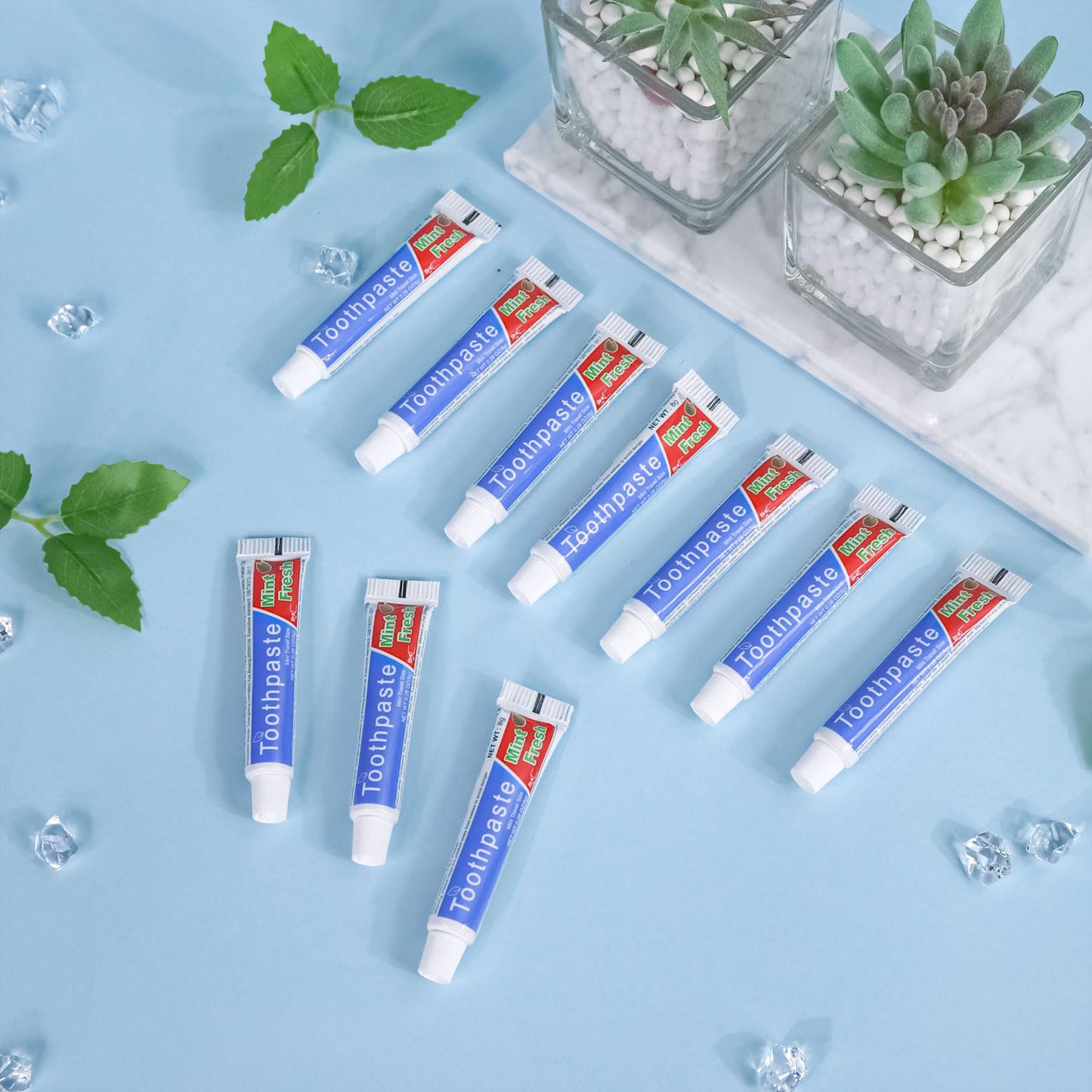 HOIQIRY 0.28 oz Travel Size Toothpaste Bulk — 30 Mint Mini Tubes, Single-Use