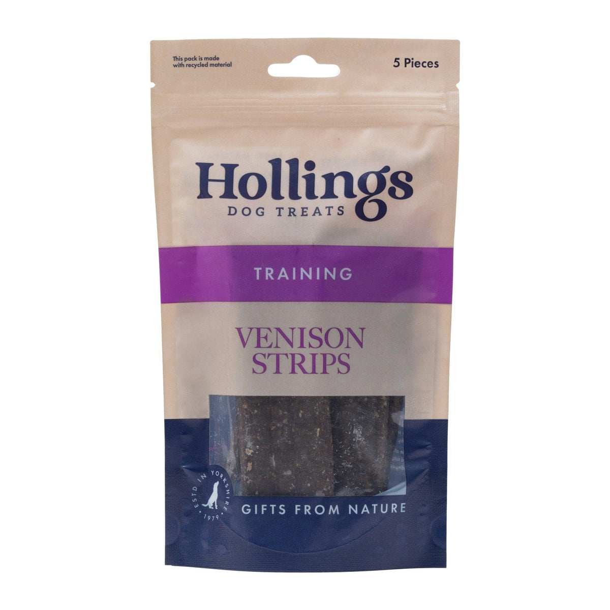 Hollings 100% Natural Venison Strips 5 pack - Case of 12