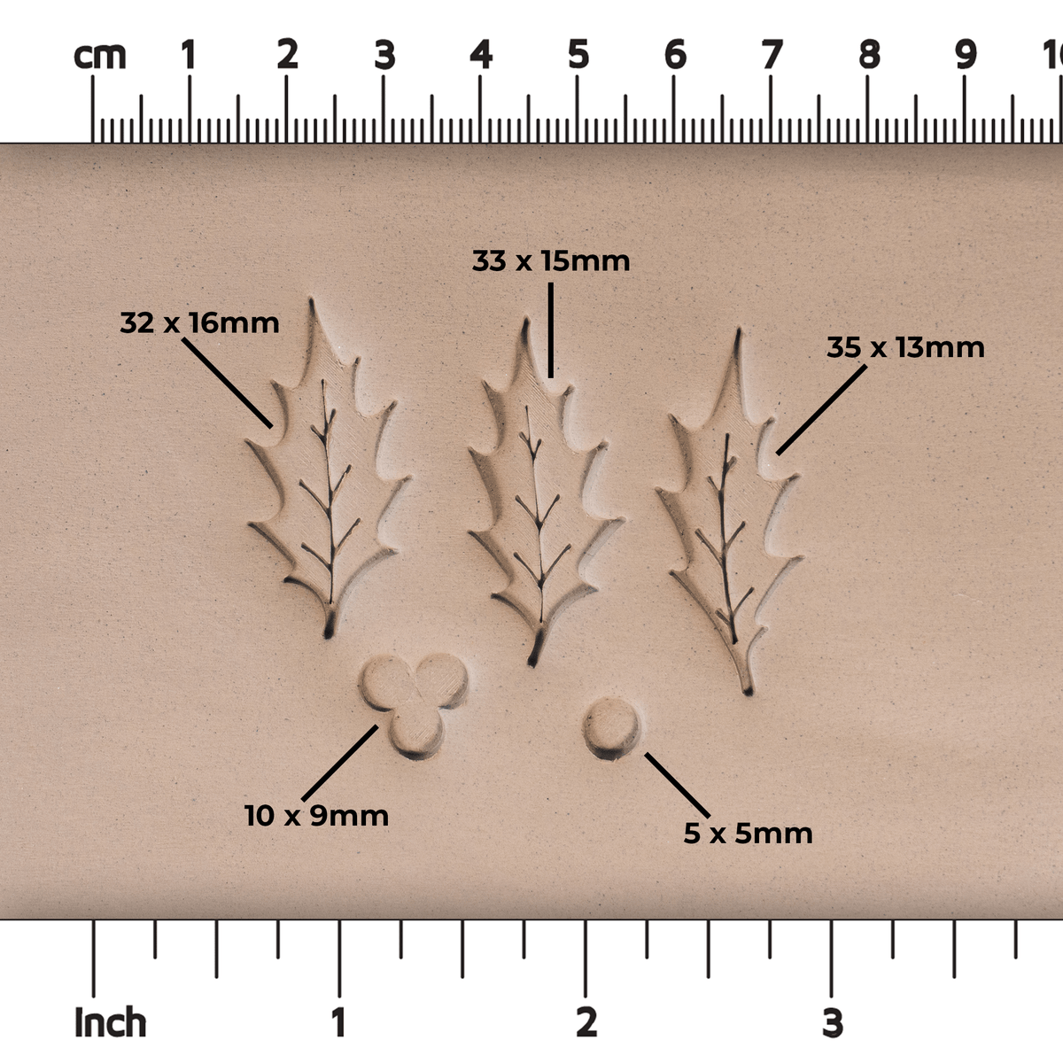 Holly Leaf & Berry Stamps - 3 Sizes