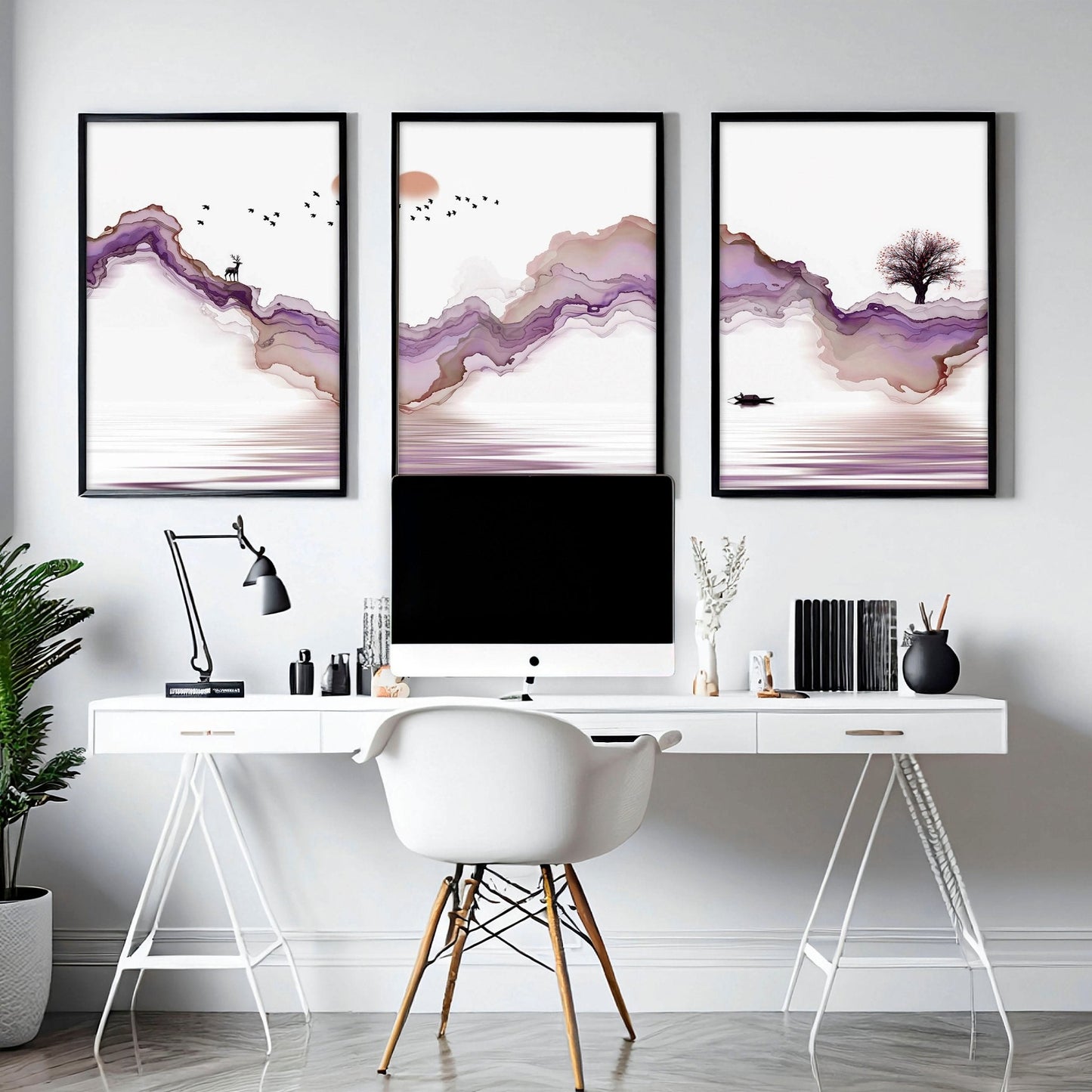 Office art | set of 3 Japanese wall art
