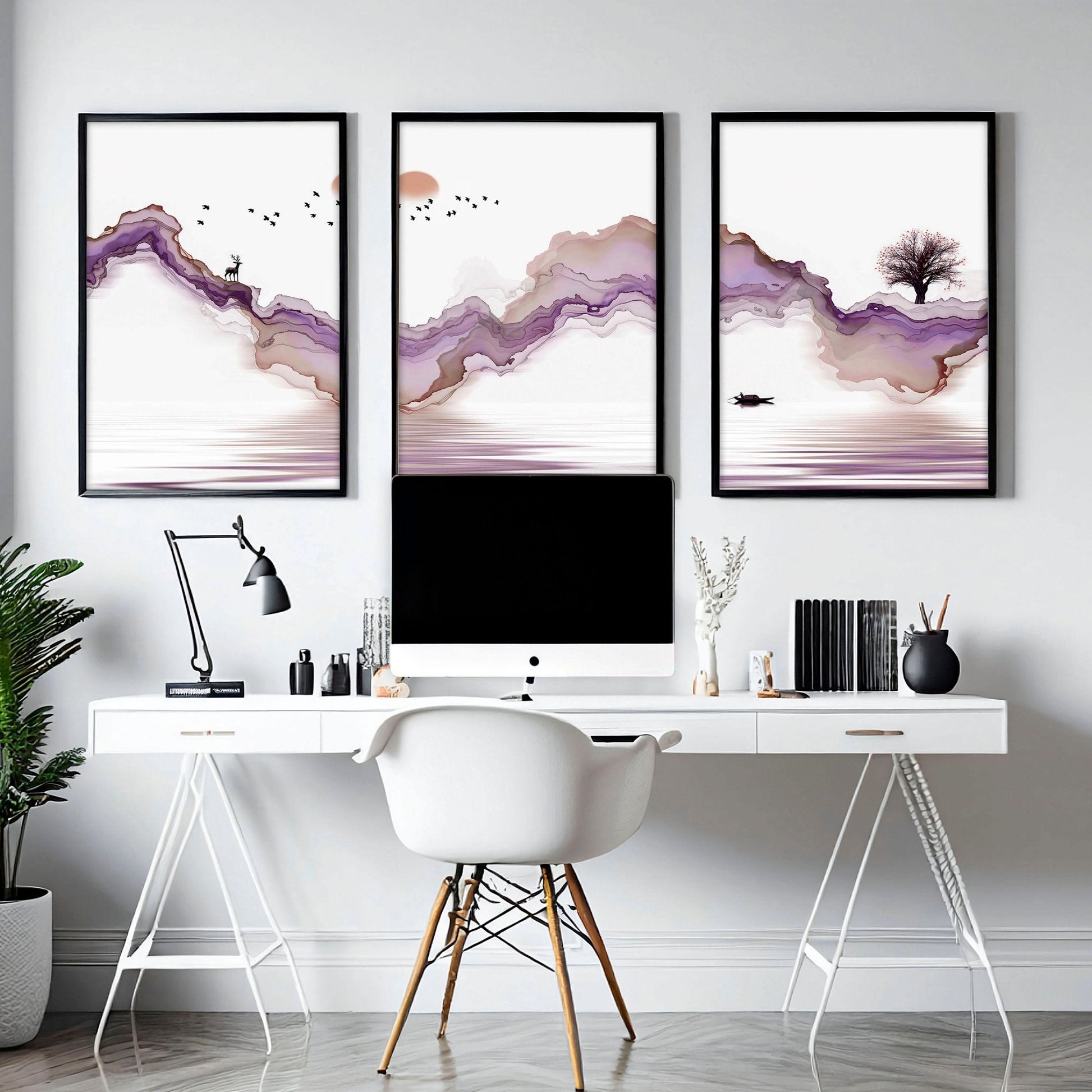 Office art | set of 3 Japanese wall art