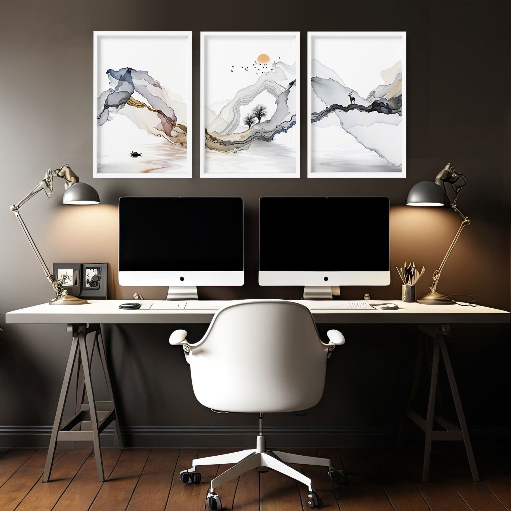 Home office wall decor | set of 3 framed wall art