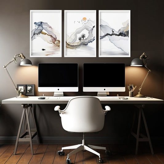 Home office wall decor | set of 3 framed wall art