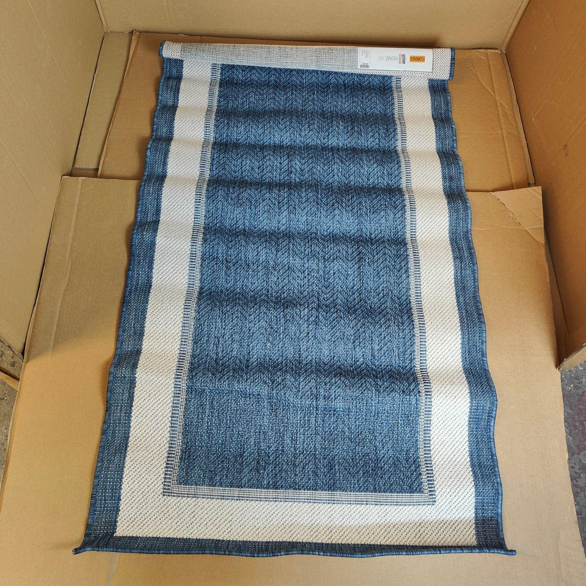 HomeArt Easy-Cleaning Outdoor Rug Durable 80x150 cm (Dark Blue Cream)