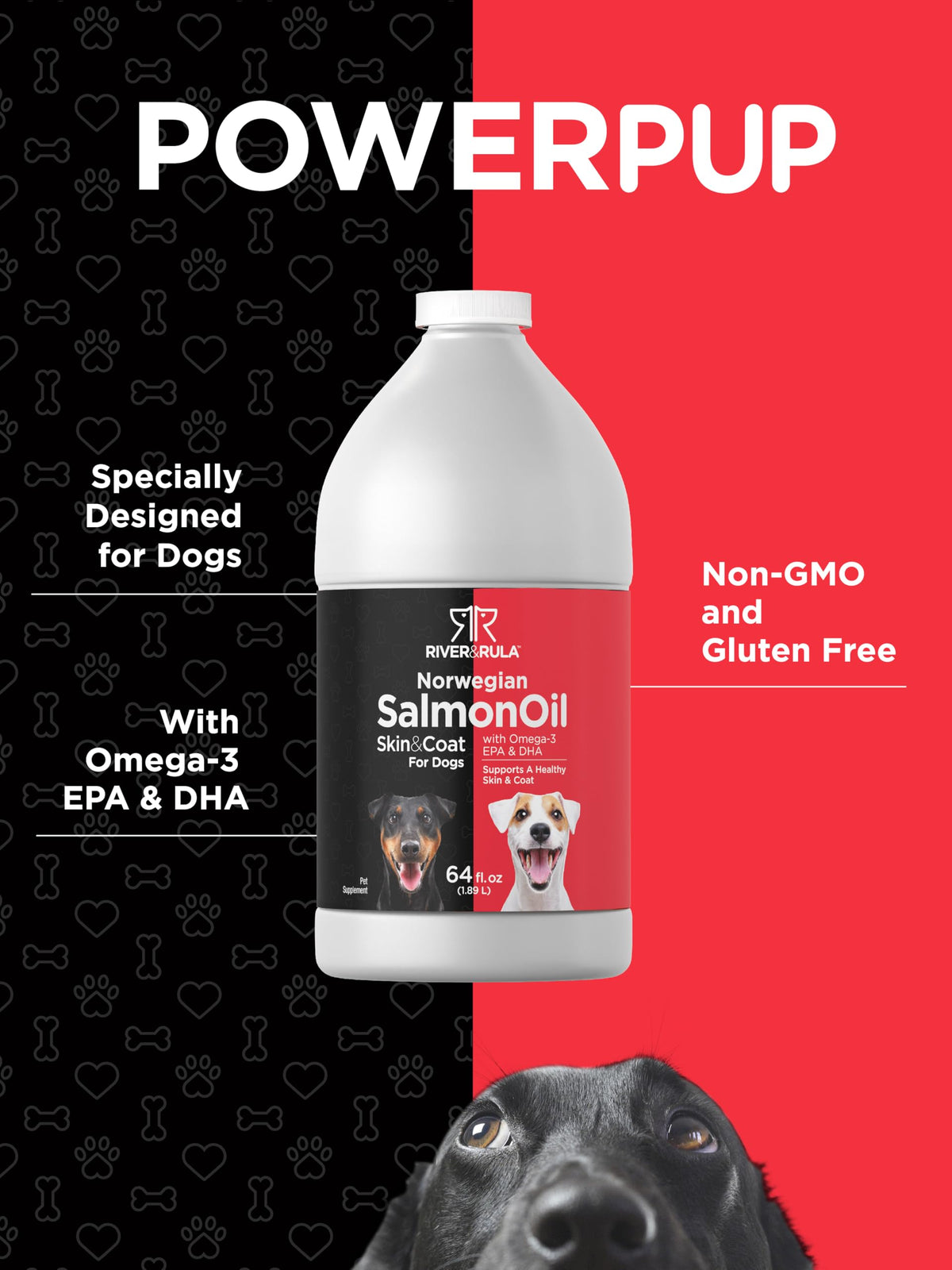 Horbaach Norwegian Salmon Oil for Dogs (64oz) - Supports Healthy Skin & Coat - Omega-3 EPA & DHA - Non-GMO, Gluten Free