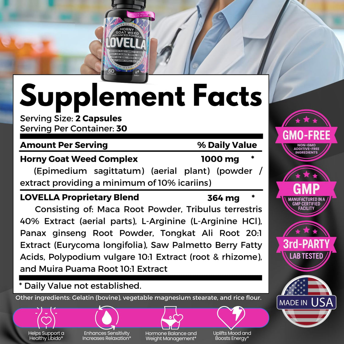 Hornygoatweed Women – Libido Booster for Women, Mood & Energy (60ct USA)
