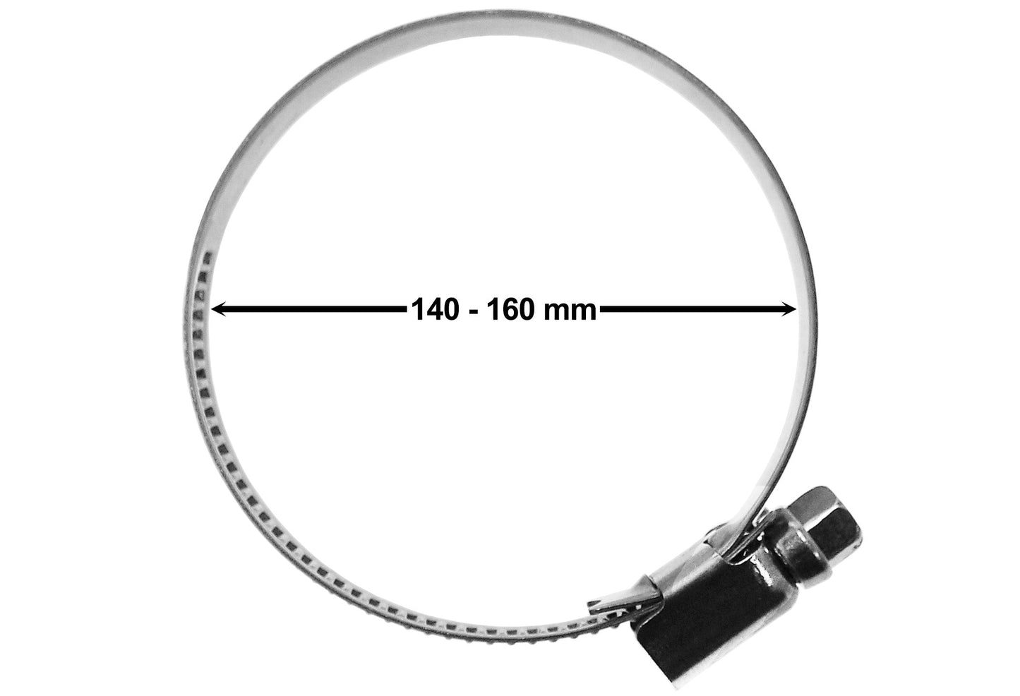 A2 Hose Clip 140mm-160mm - Adjustable 304 Stainless Steel Duct Clamps Hose Pipe Clamps Air Ducting Clamp Worm Drive Hose Clamps