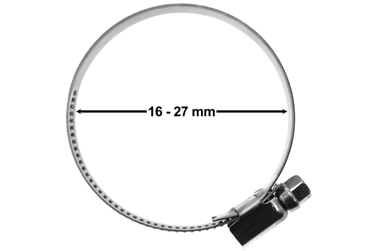 A2 Hose Clip 16mm-27mm - Adjustable 304 Stainless Steel Duct Clamps Hose Pipe Clamps Air Ducting Clamp Worm Drive Hose Clamps