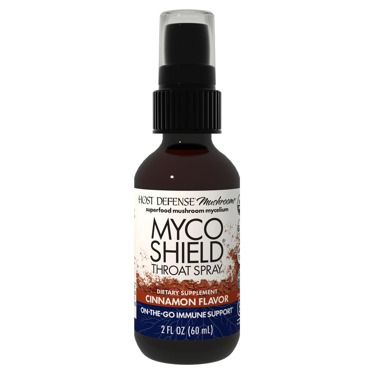 Host Defense MycoShield Throat Spray – Immune Support Mushroom Supplement (Chaga, Reishi, Turkey Tail) – Cinnamon, 2 oz