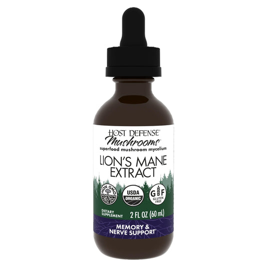 Host Defense Mushrooms Lion's Mane Extract – Brain Health & Focus Support (2 fl oz)