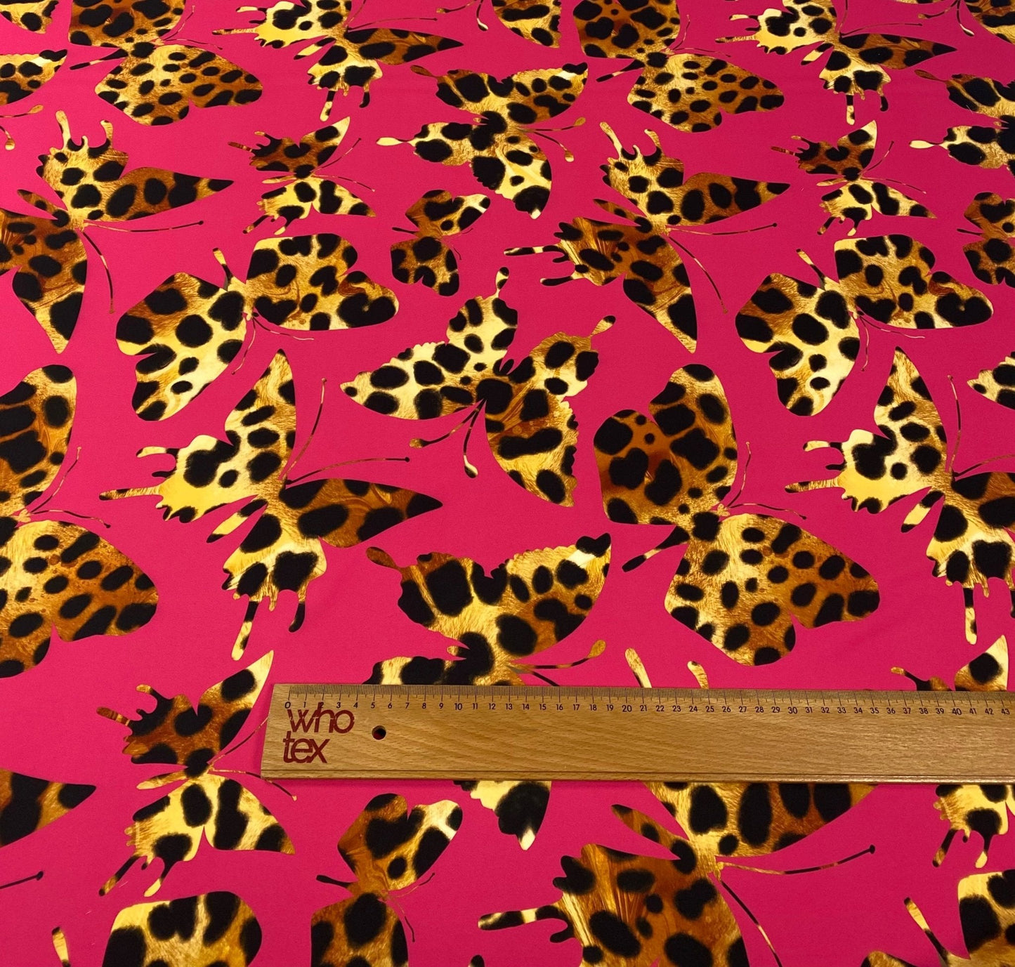 Hot Pink Butterfly Pattern Fabric by Metre