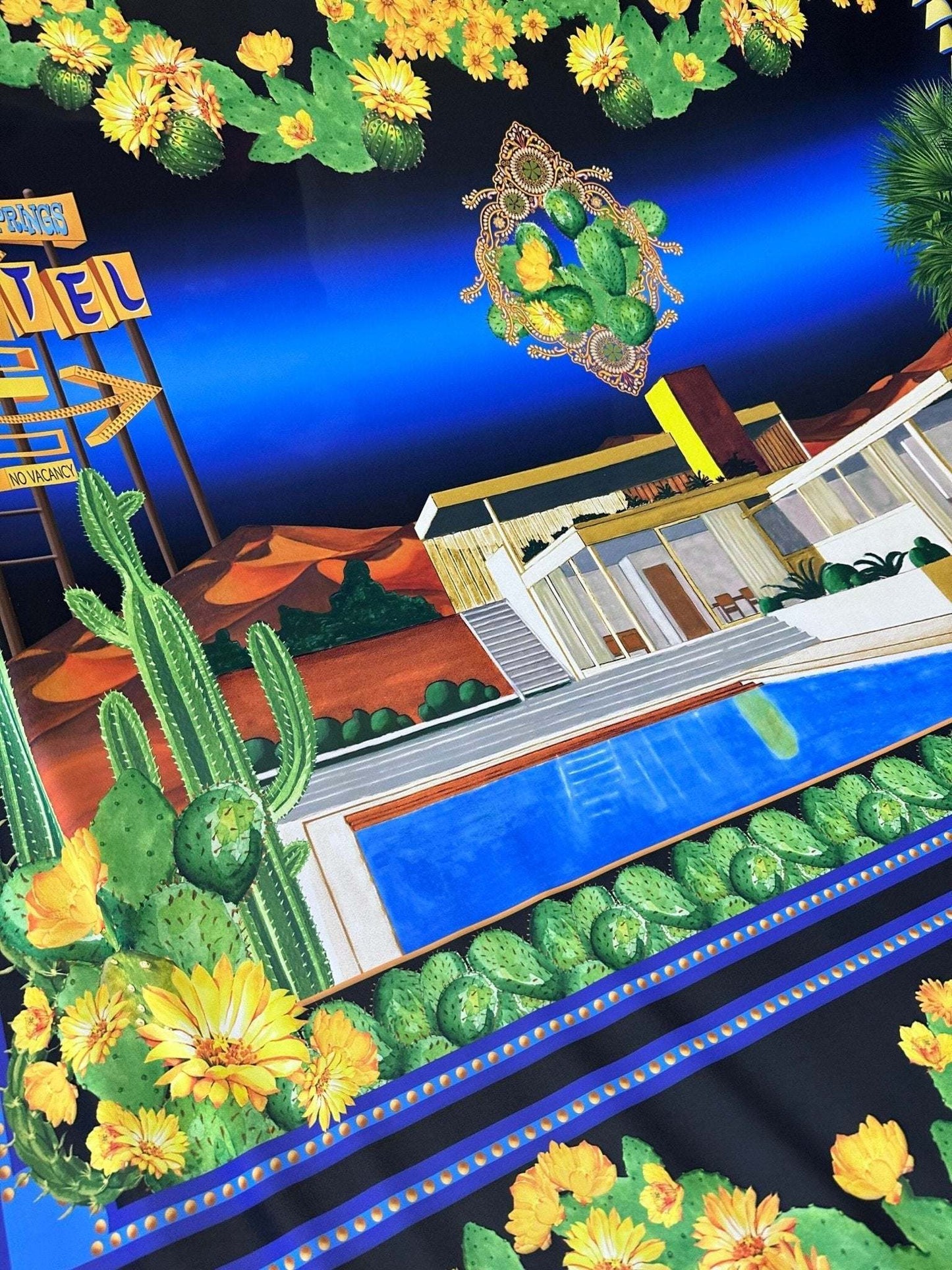 Palm Springs Retro Hotel Print Fabric by Metre