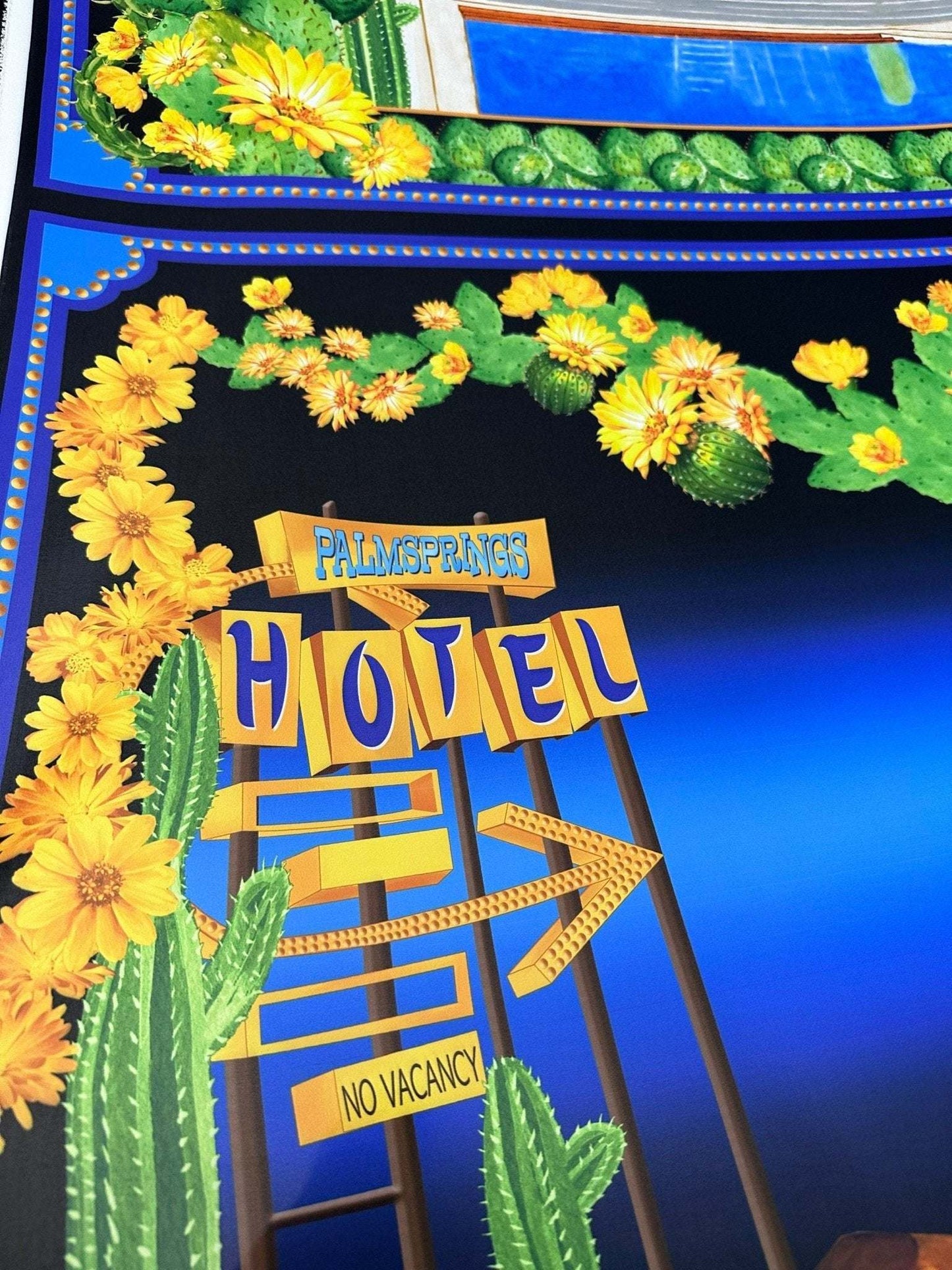 Palm Springs Retro Hotel Print Fabric by Metre