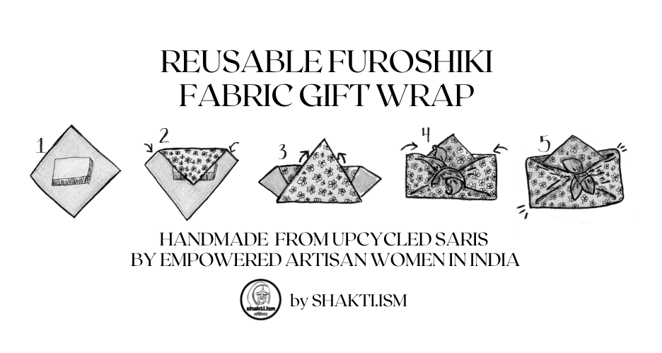 Reusable sari gift wrap, upcycled and reversible