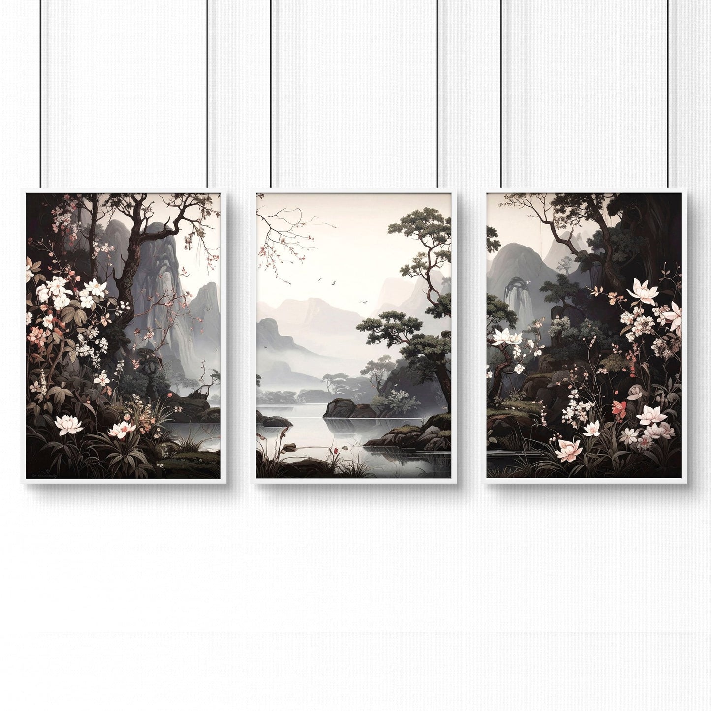 Huge Posters For Wall | Set of 3 Chinoiserie Wall art Prints