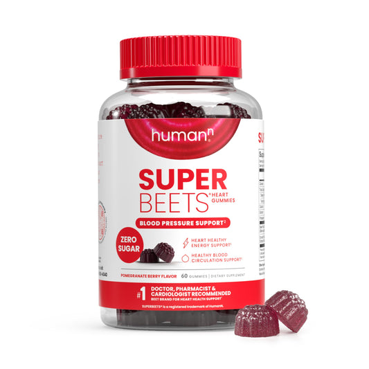 HumanN SuperBeets Heart Gummies – Sugar-Free Beet Gummy with Grape Seed & Beetroot Powder (Pomegranate Berry, 60 Count)