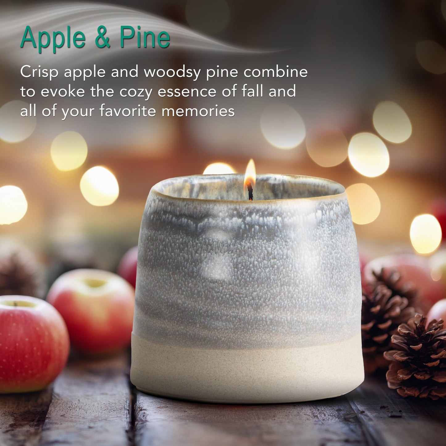 Hyggelight Greta Growing Candle – Apple & Pine, 10oz Soy, Ceramic Pot