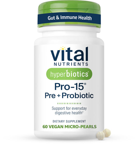 Hyperbiotics Vital Nutrients Pro-15 Probiotics & Prebiotics for Women & Men – 60 Time-Release Pearls, 15 Strains