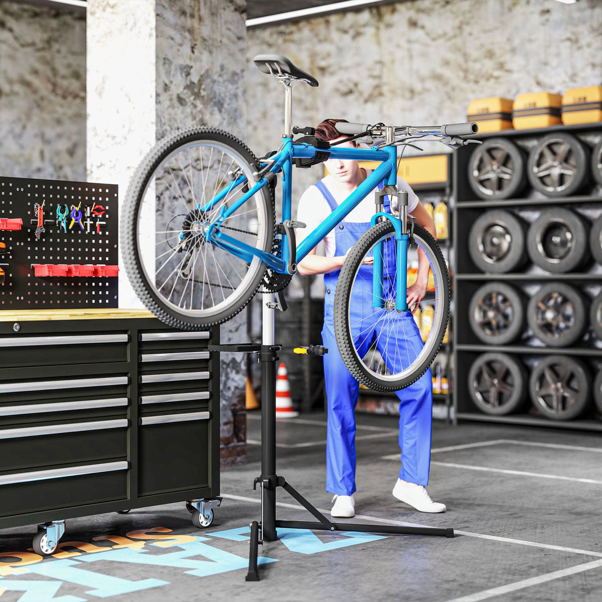 HOMCOM Bike Repair Stand, Max Load 40kg, Foldable, Height Adjustable