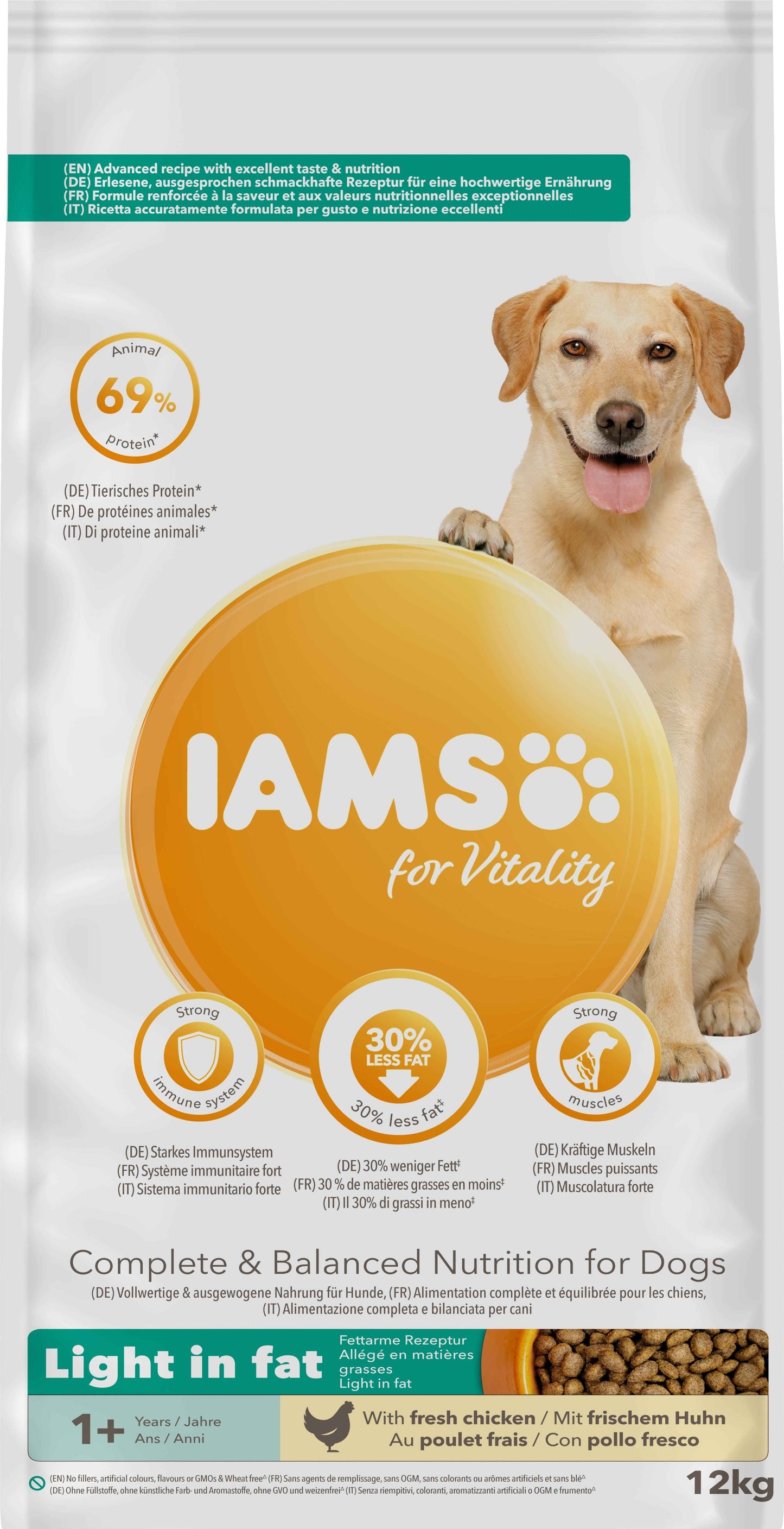 Iams Dog Adult Vitality Light in Fat Chicken 12kg
