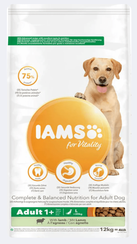 IAMS for Vitality Adult Large Dog Food with Lamb 12kg