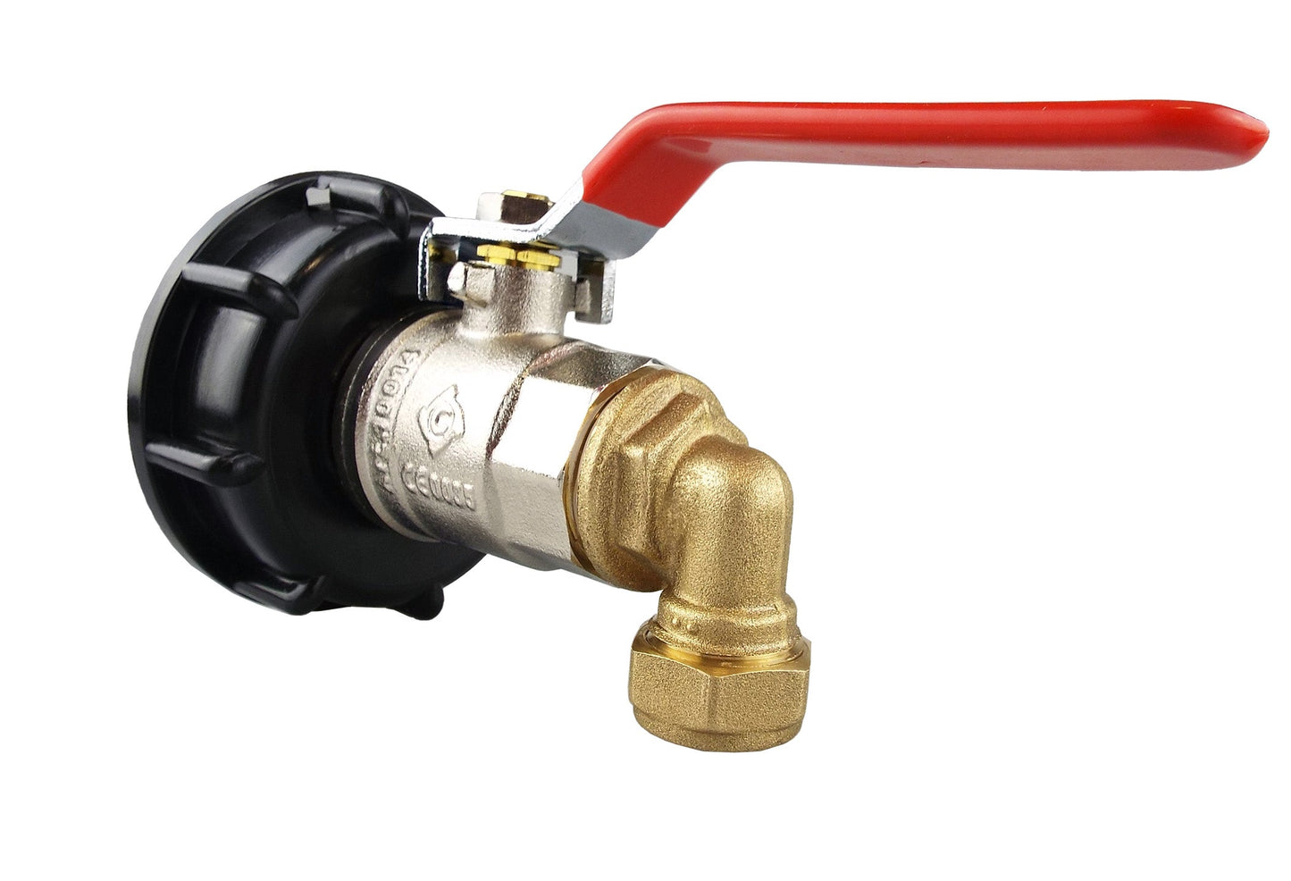 IBC 2 S60X6 Cap with Lever Valve and Brass Compression Elbow 1/2 BSP - 15mm