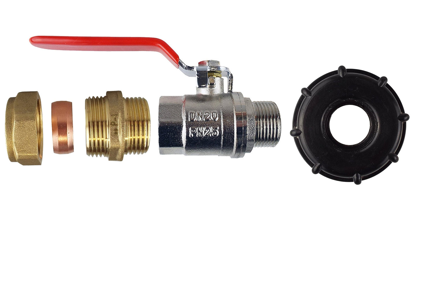 IBC 2 S60X6 Cap with Lever Valve and Brass Compression Straight 3/4 BSP - 22mm
