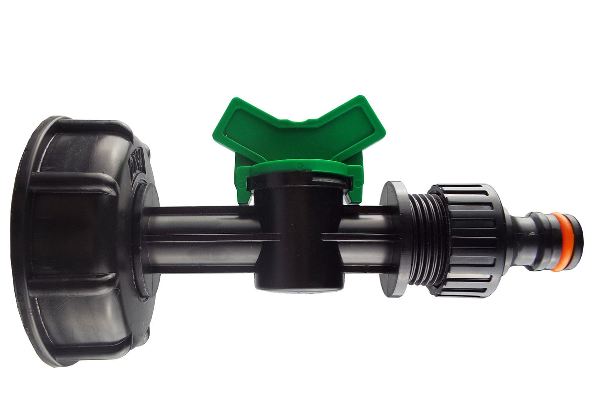 IBC 2 S60X6 Cap with In-Line Valve and Male Quick Connector Outdoor Watering Kit