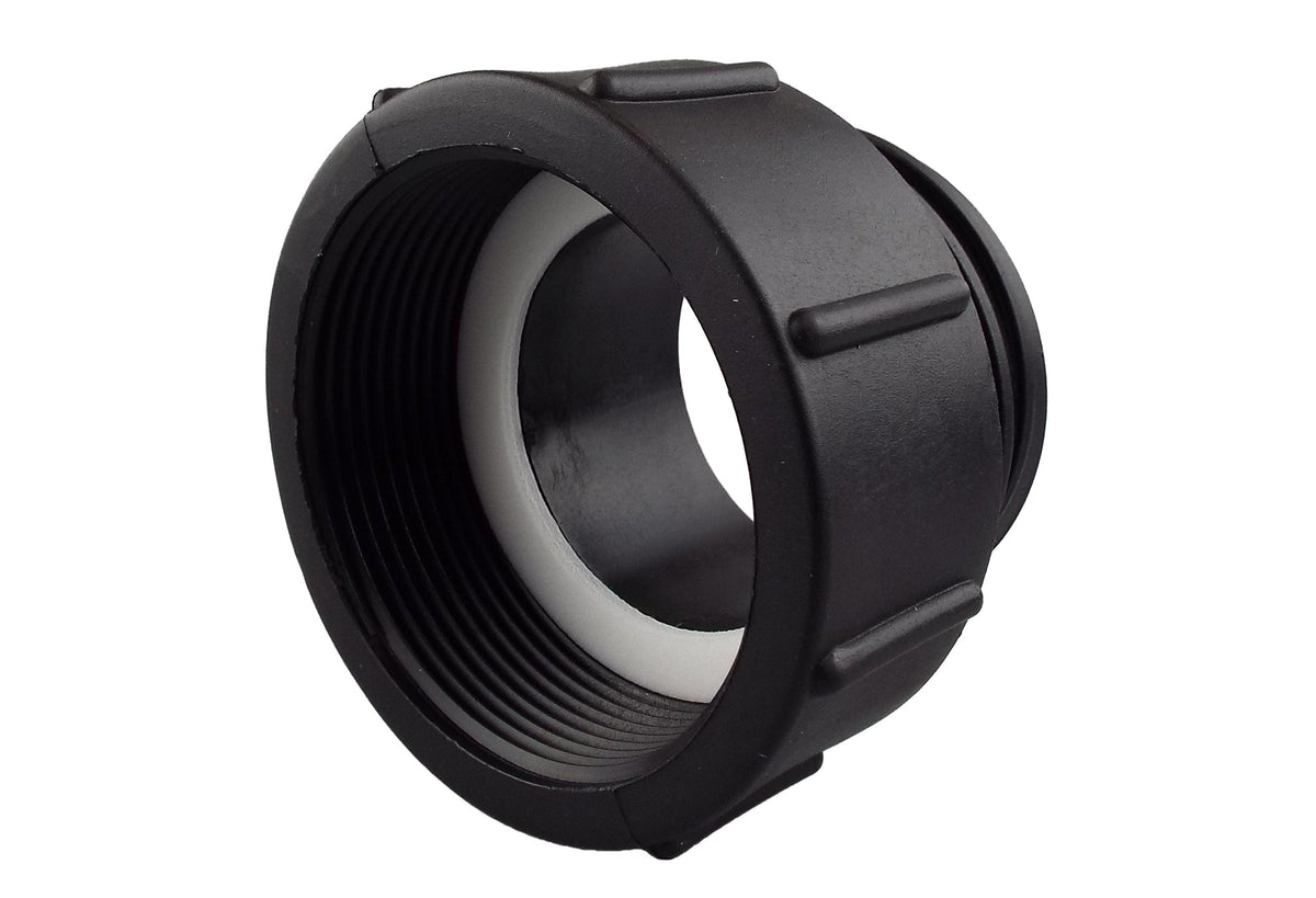 IBC 2” BSPF – S60X6 Cap with S60X6 – ½” BSPF Cap and Lever Tap ½” Barb