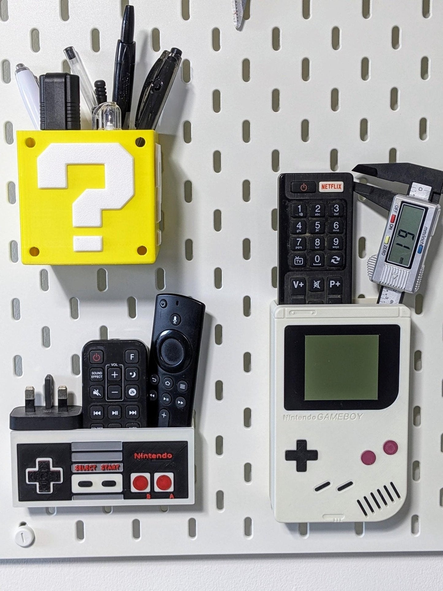 Ikea Skadis compatible Nintendo themed controller NES storage container.