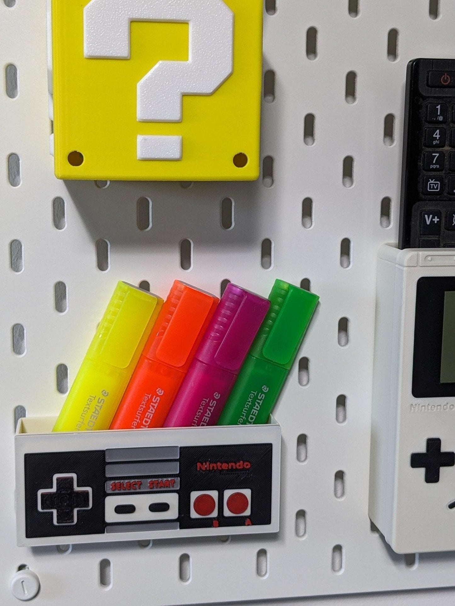 Ikea Skadis compatible Nintendo themed controller NES storage container.