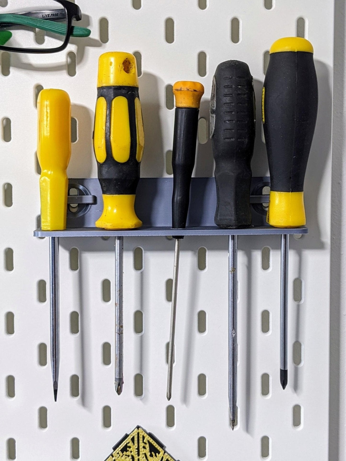 Ikea Skadis compatible screwdriver tool holder.  Heavy duty mini shelf .